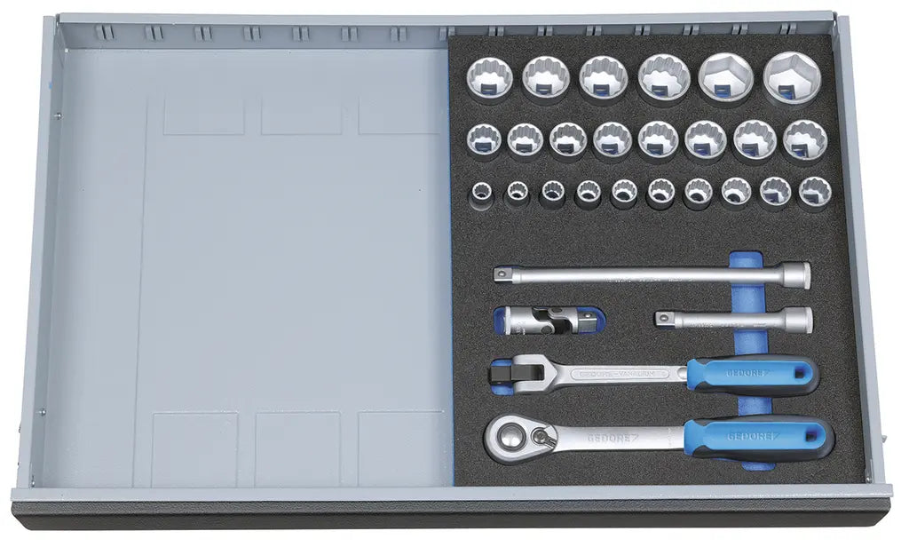 Gedore Set of 29 1/2 in Socket Wrench Assortment with Check Tool Module - GD 2016494 Gedore