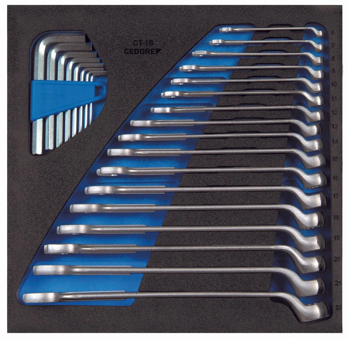 Gedore 1500 CT2-1 B Combination Wrench set in 2/3 Check-Tool module 2308819 Gedore