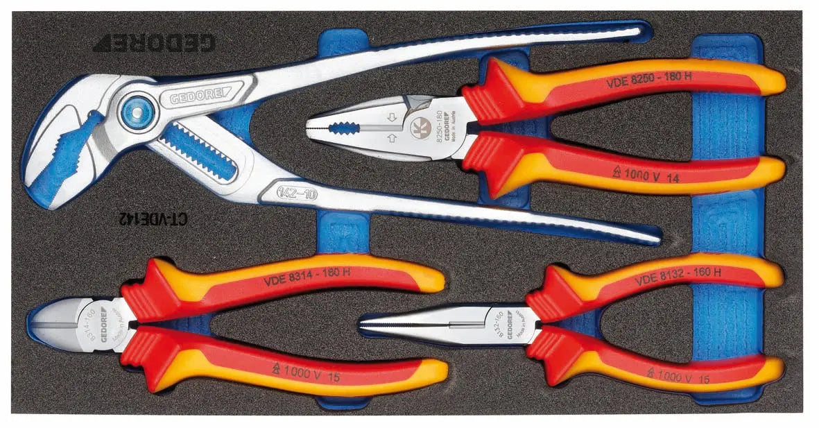 Gedore 1500 CT1-VDE 142 VDE Pliers set in 1/3 Check-Tool module 2309033 Gedore