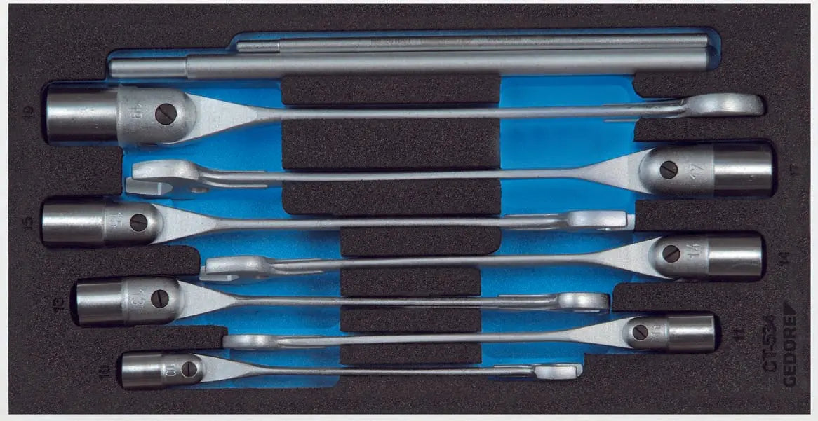 Gedore 1500 CT1-534 Set combination swivel head wrenches in 1/3 Check-Tool module 2309076 Gedore