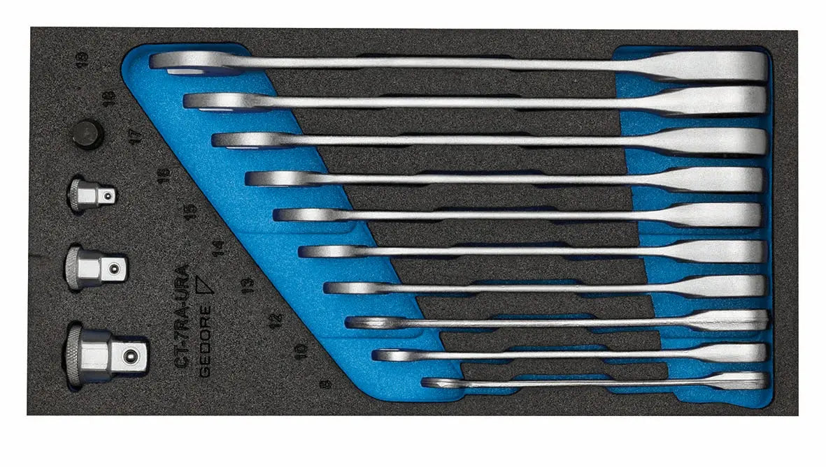 Gedore 1500 CT1-7 RA Combination ratchet Wrench set in 1/3 Check-Tool module 2327686 Gedore
