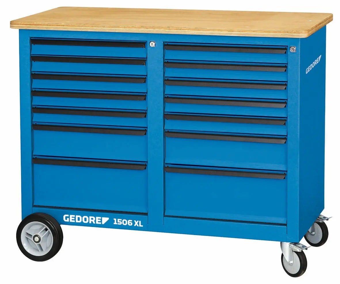 Gedore 1506 XL 2511 Mobile workbench, 1.25 m wide, with 14 drawers 2528088 Gedore