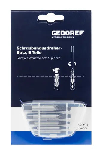 Gedore 8551 S-005 Bolt extractor set 5 pcs M3-M18 2659336 Gedore