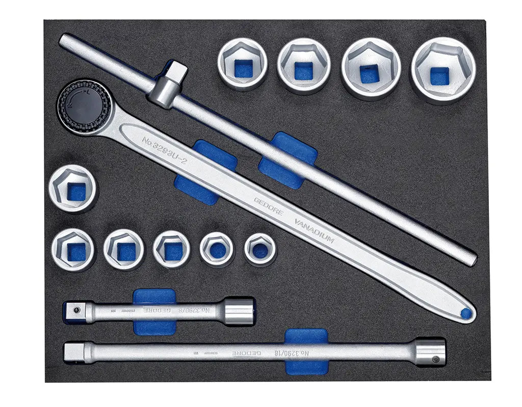 Gedore Set of 14 3/4 in Socket Wrench Assortment with Check Tool Module - GD 2752727 Gedore