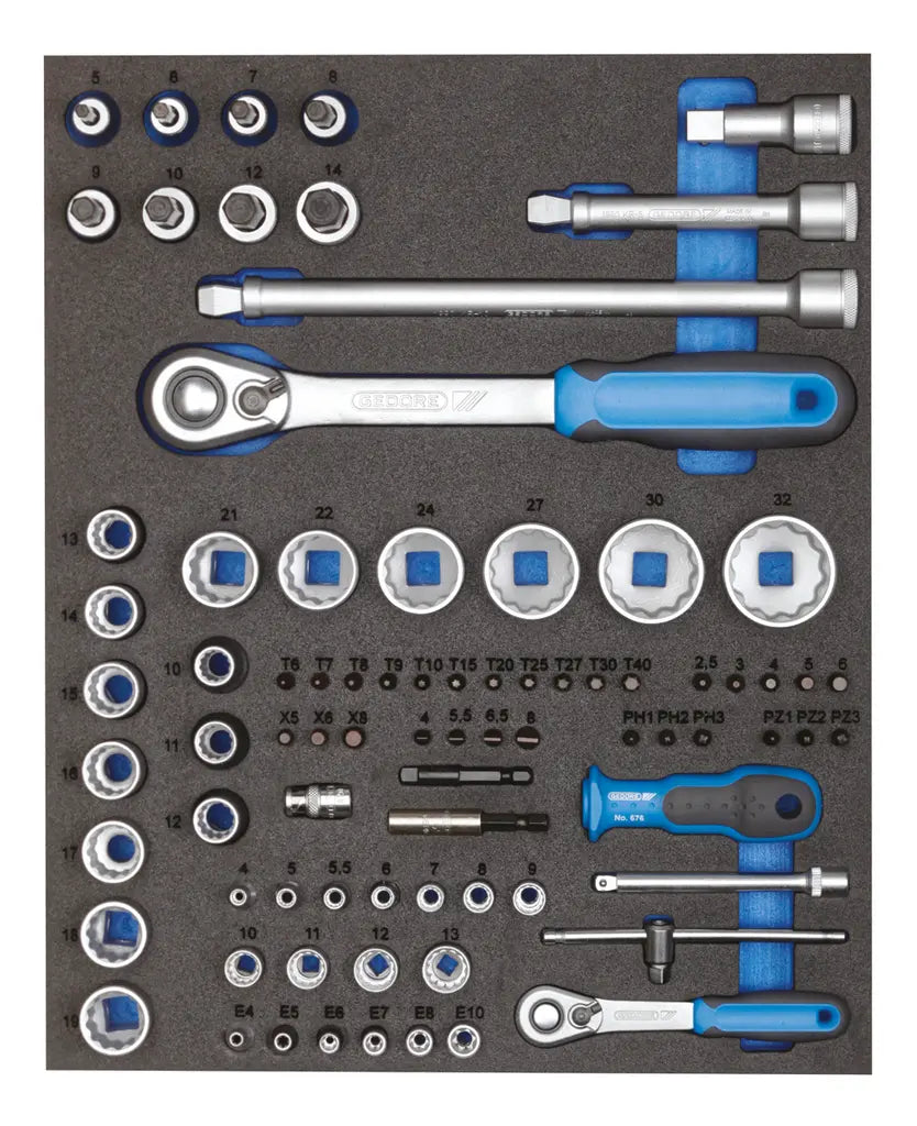 Gedore Set of 81 1/4 and 1/2 in Assortment Socket with 2/4 CT Module - GD 2957191 Gedore