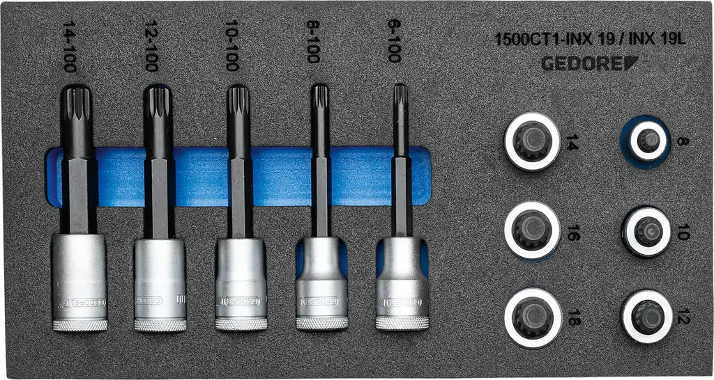 Gedore Set of 11 1/2 in Screwdriver Bit Socket with CT Module - GD 2957957 Gedore