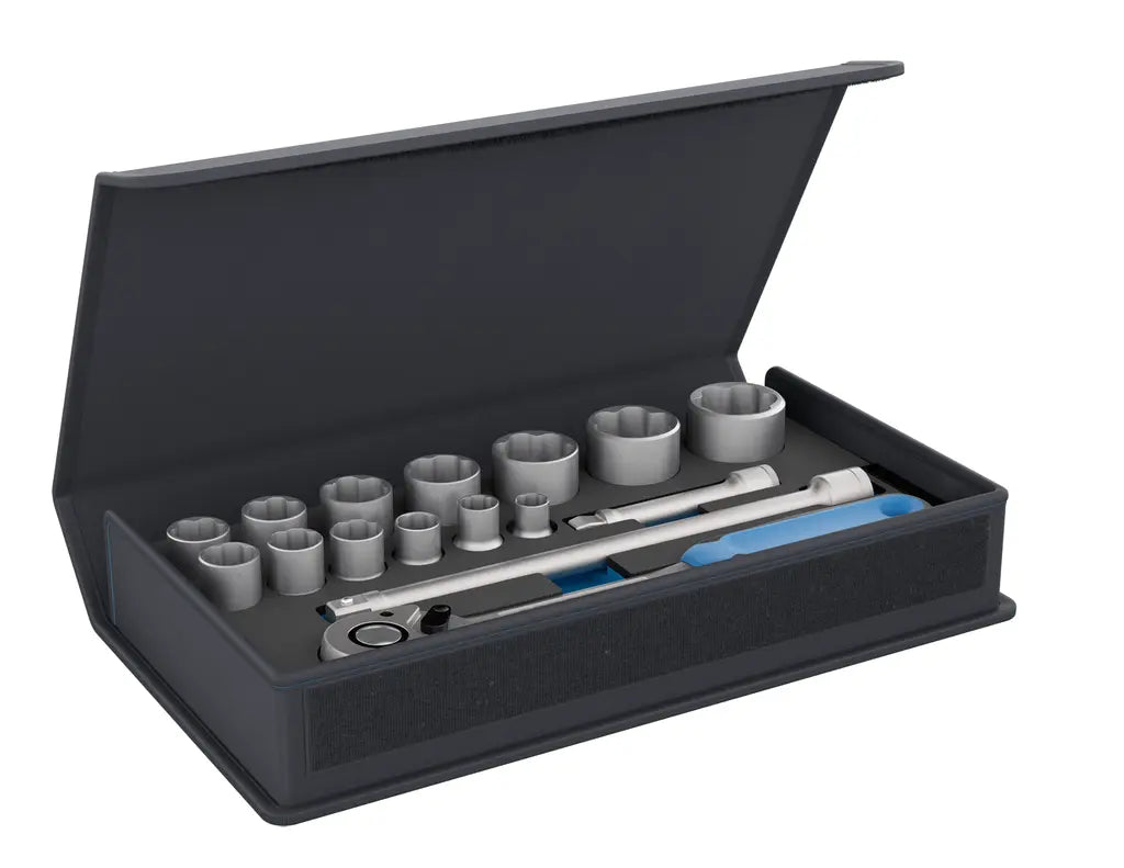 Gedore Set of 16 1/2 in Socket Wrench with Textile Bag - GD 3085023 Gedore