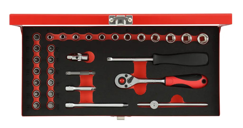 Gedore Set of 49 1/4 in Socket Wrench with Universal Joint, 4 - 13mm - GD 3300001 Gedore
