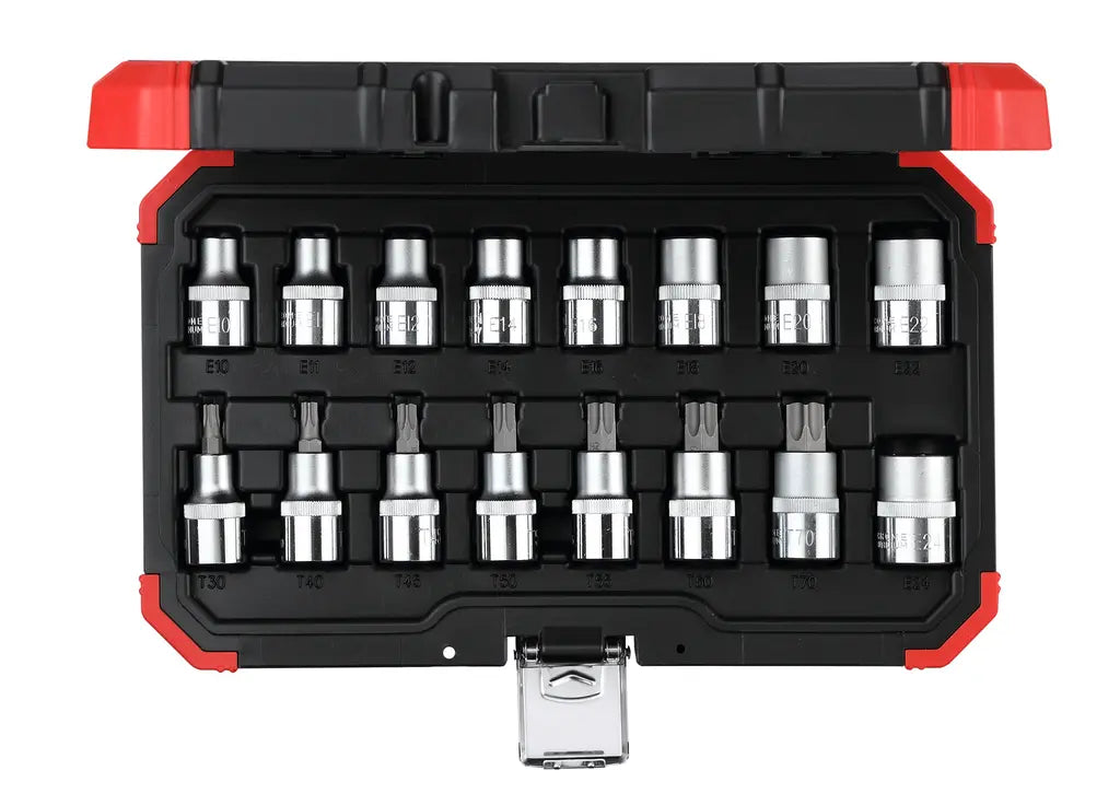 Gedore Set of 16 1/2 in Socket, TX E10 - 24, T30 - 70 - GD 3300009 Gedore