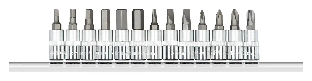 Gedore Set of 13 1/4 in Screwdriver Bit Socket with Bar - GD 3300022 Gedore