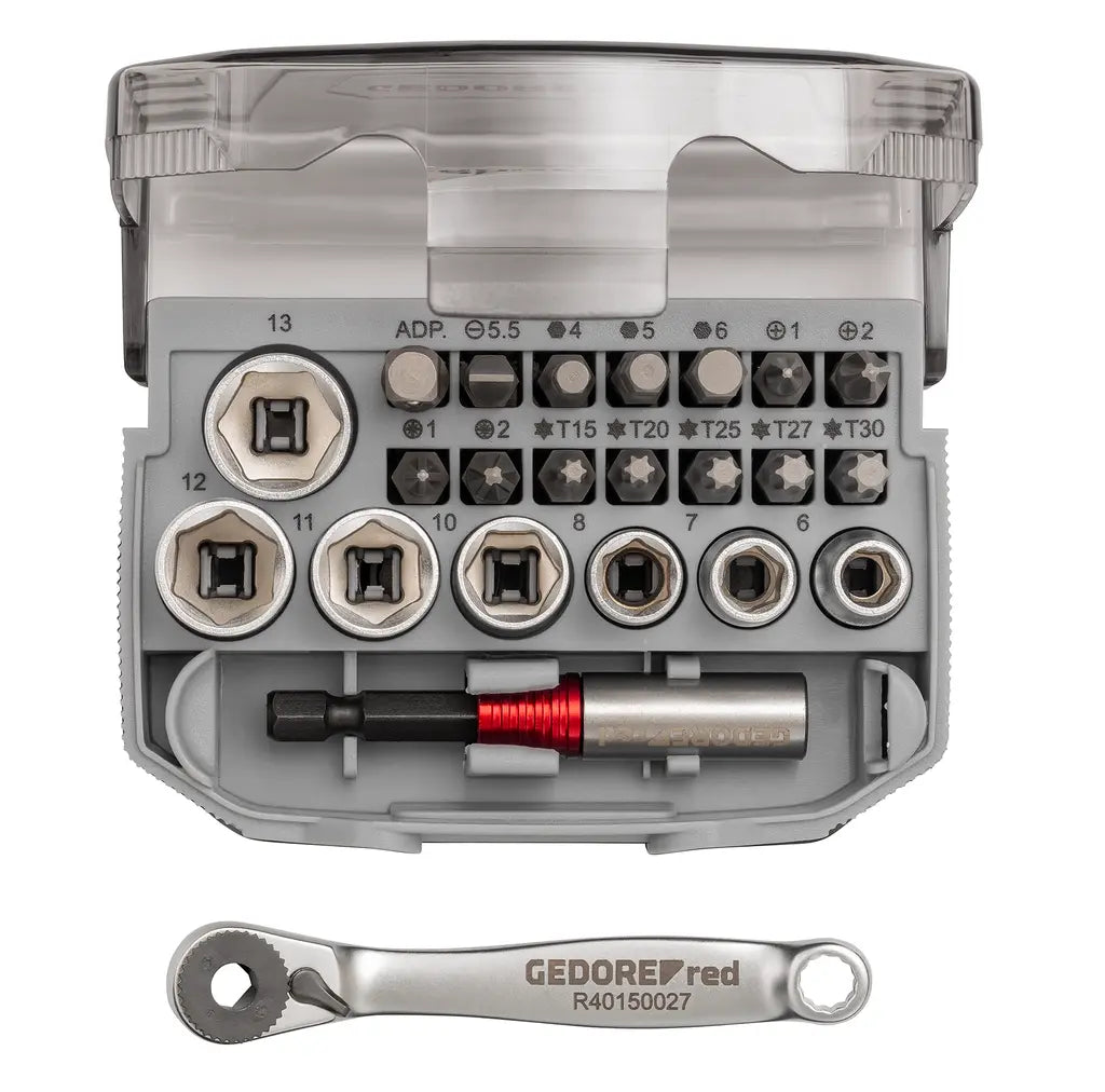 Gedore Set of 23 1/4 in Socket and Bits, 6 - 13mm - GD 3300026 Gedore