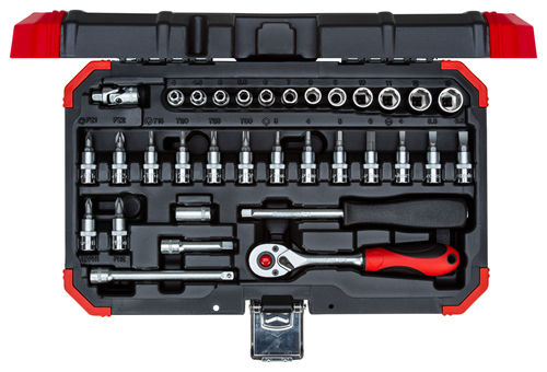 Gedore R49003033 Socket wrench set 1/4" 33 pieces 4-13 mm - GD 3300051 Gedore Red