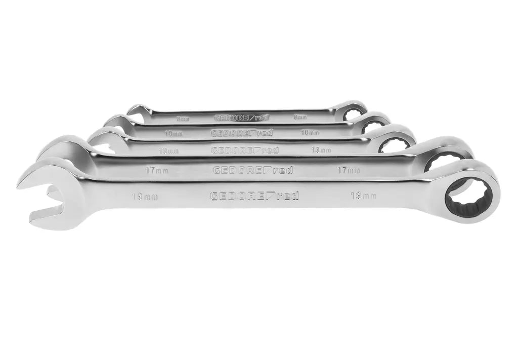 Gedore Set of 5 Straight Combination Ratchet Wrench, 8 - 19mm - GD 3300849 Gedore