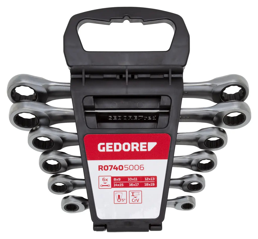 Gedore Set of 6 Double Ended Combination Ratchet Wrench, 8 - 19mm - GD 3300898 Gedore