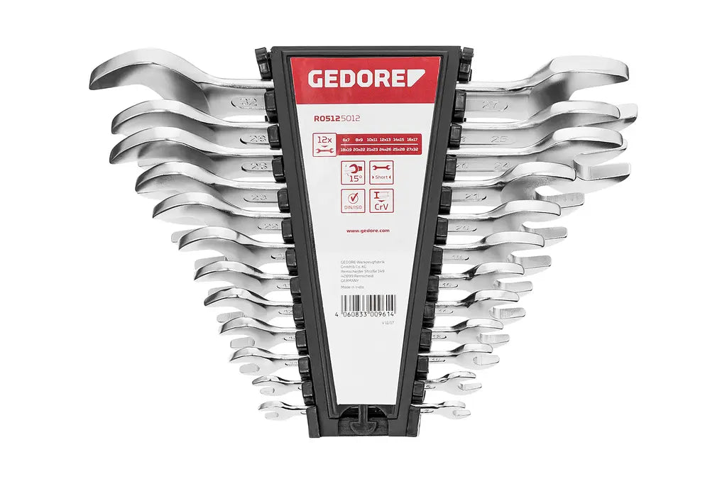 Gedore Set of 12 Short Double Open Ended Wrench, 6 - 32mm - GD 3300961 Gedore