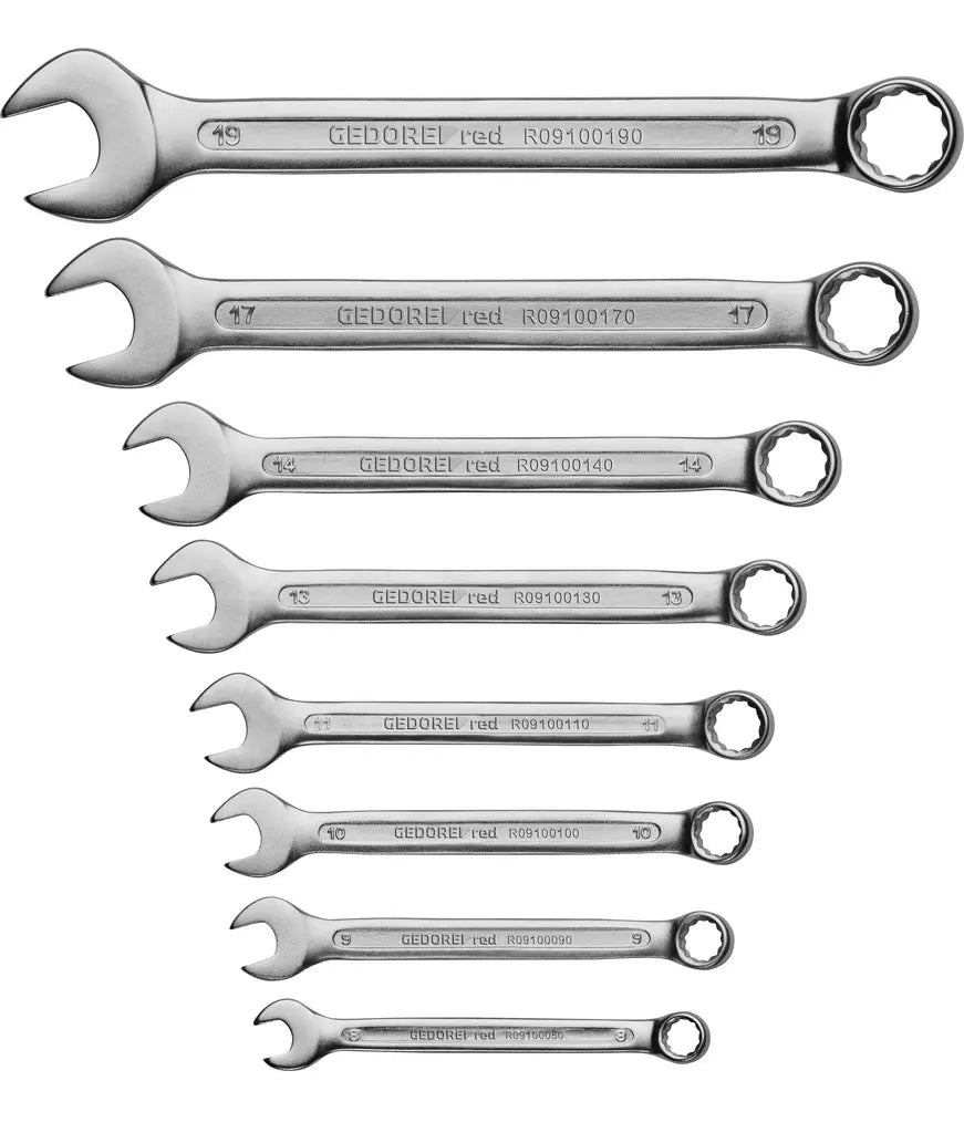 Gedore Set of 8 Ring Jaw Combination Wrench, 9 - 19mm - GD 3300988 Gedore