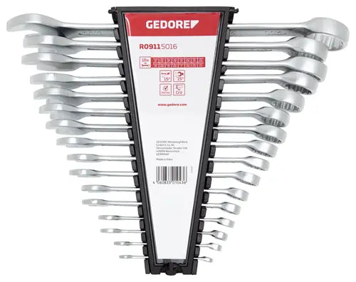 Gedore R09115016 Combination wrench set 16 pieces 1/4"-1.1/4" - GD 3301043 Gedore Red