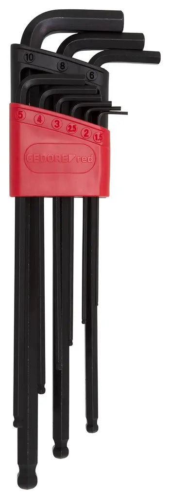 Gedore Set of 9 Hexagon Offset Screwdriver with Ball End, 1.5 - 10mm - GD 3301335 Gedore