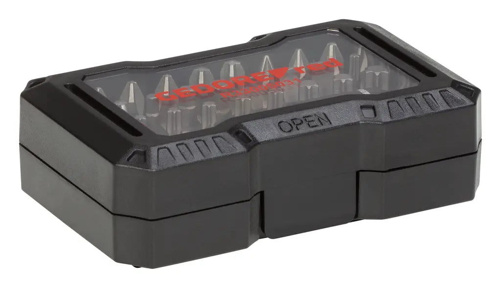 Gedore Set of 32 1/4 in Bit Box, SL+PH+PZ+TX+6-Edge - GD 3301338 Gedore
