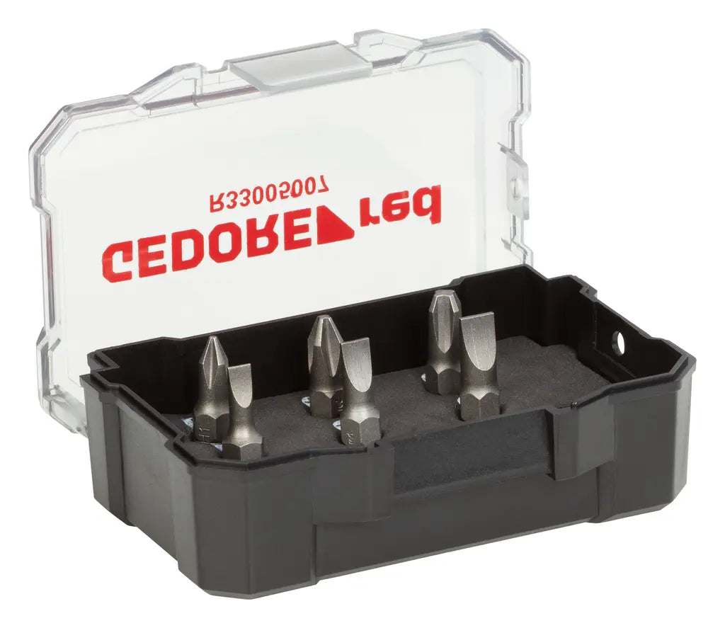 Gedore Set of 7 1/4 in Bit Box, PH+SL+Magnetic Bit Holder - GD 3301345 Gedore