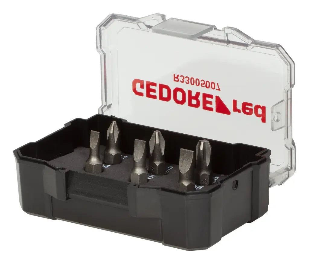 Gedore Set of 7 1/4 in Bit Box, PH+SL+Magnetic Bit Holder - GD 3301345 Gedore