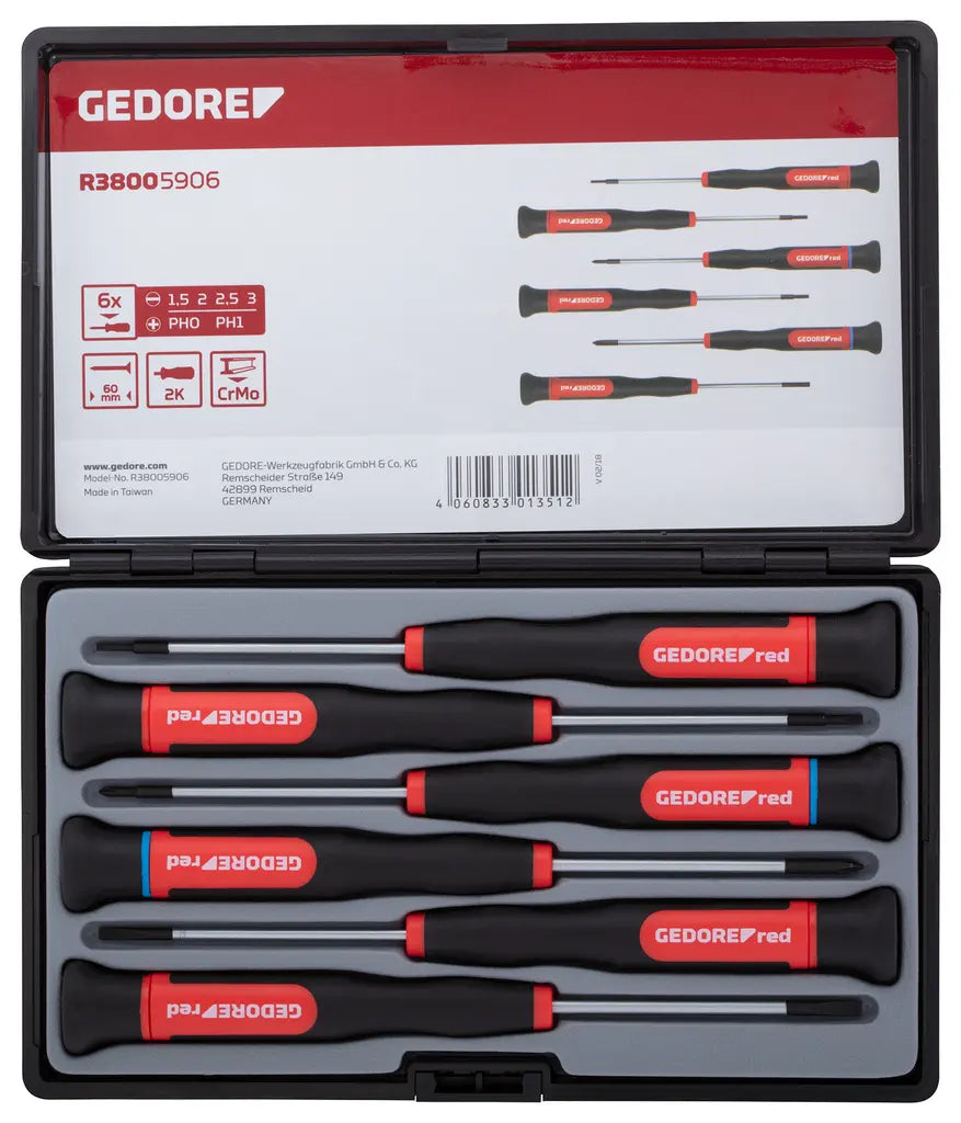 Gedore Set of 6 2C PH and SL Electronic Screwdriver - GD 3301351 Gedore
