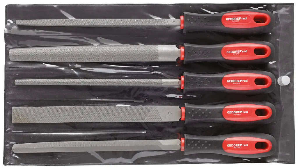 Gedore Set of 5 File, 3-Edge + 4-Edged + Flat + Round + Half - GD 3301597 Gedore
