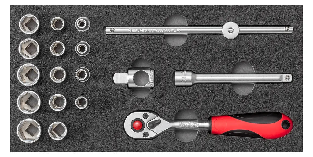 Gedore Set of 18 3/8 in Socket Wrench with 1/3 CT Module - GD 3301726 Gedore