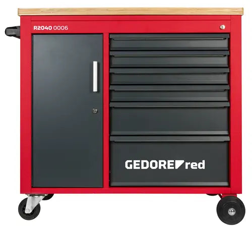 Gedore Mechanic Plus Workshop Trolley with 6-Drawers, 988 x 431 x 935mm - GD 3301818 Gedore Red