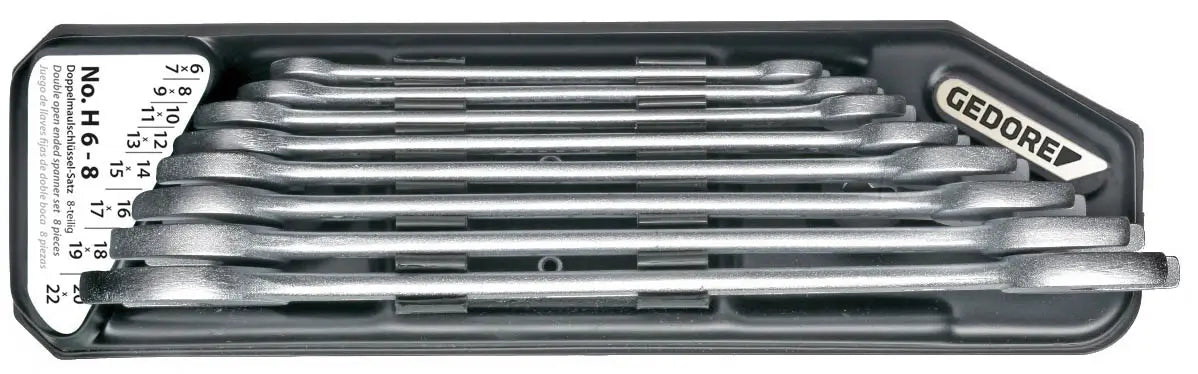 Gedore H 6-8 Double open ended wrench set with holder 8 pcs 6-22 mm 6079400 Gedore