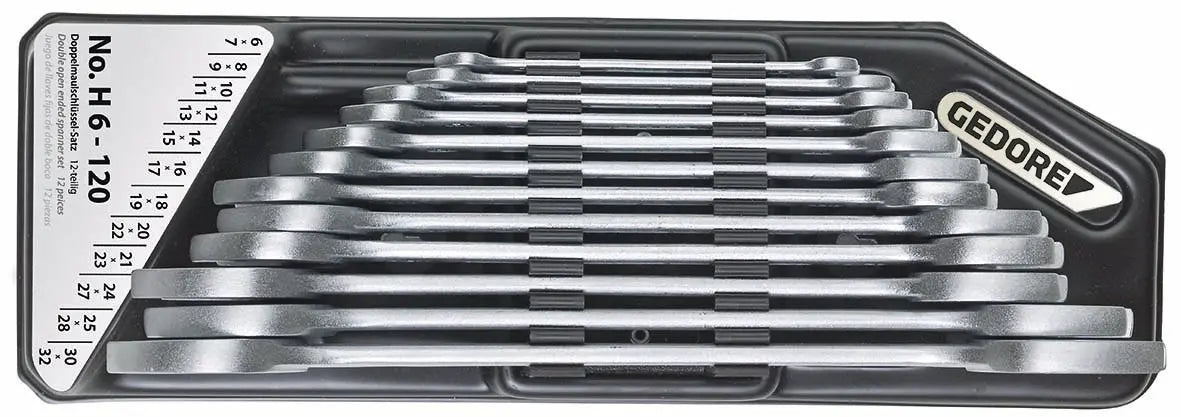 Gedore H 6-120 Double open ended wrench set with holder 12 pcs 6-32 mm 6079750 Gedore