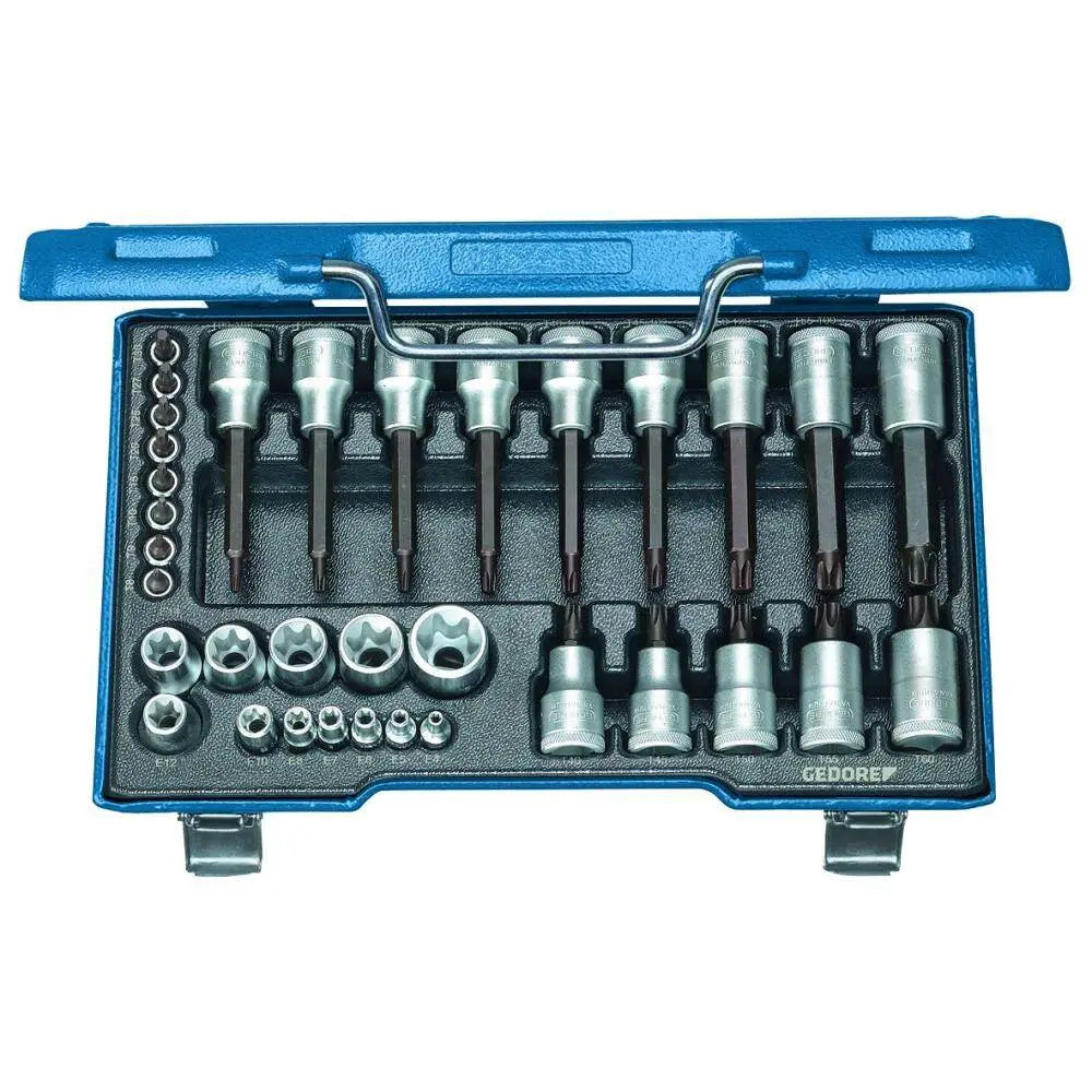 Gedore 6129440 (Series 19 TX 20) Screwdriver bit socket set 1/2"+1/4" 34 pcs TORX Gedore