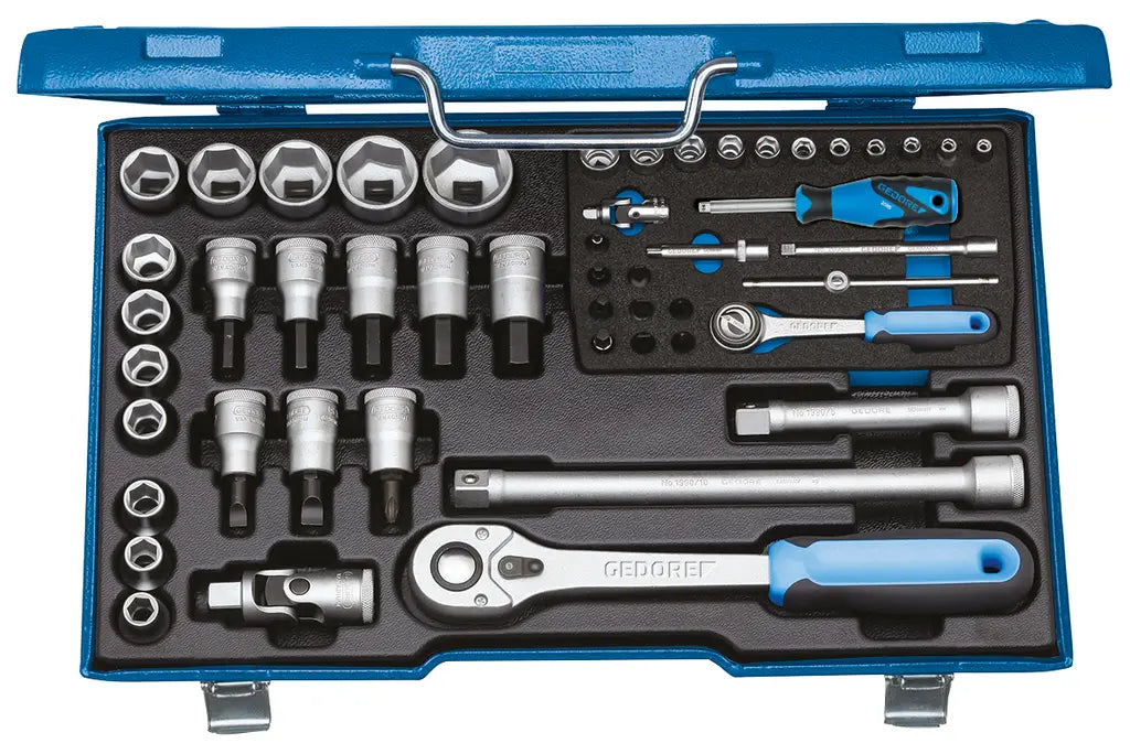 Gedore Set of 50 1/4 and 1/2 in Socket Wrench, 4 - 30mm - GD 6157490 Gedore