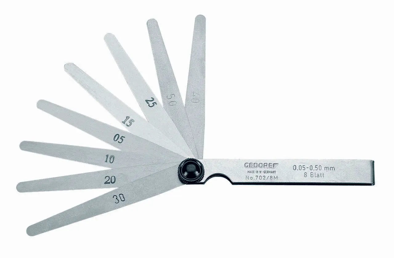 Gedore 702 8 M Feeler gauge set, fan pattern 0.05-0.50 mm 6547520 Gedore