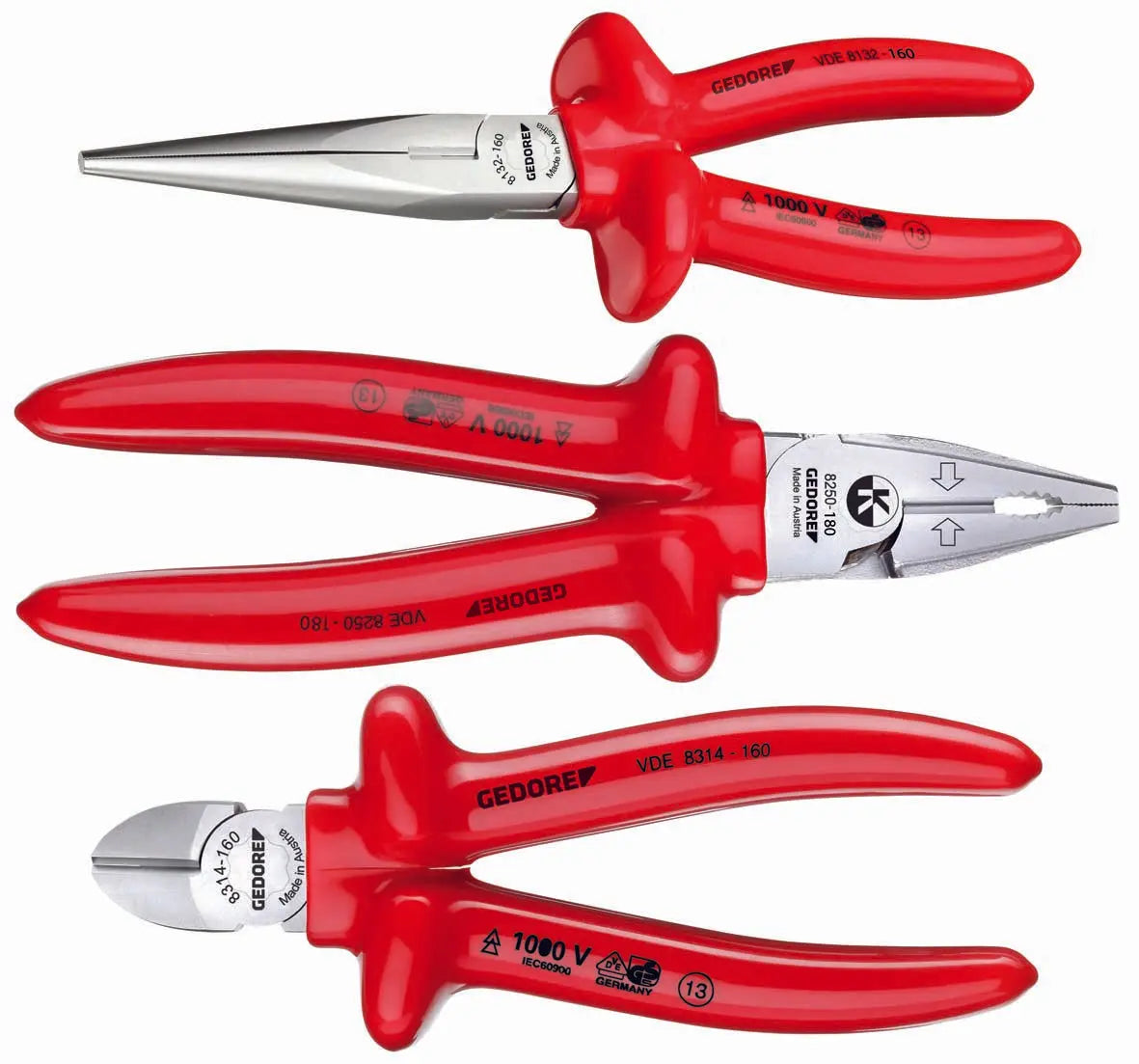 Gedore VDE S 8003 VDE Pliers set with VDE dipped insulation 3 pcs 6708120 Gedore