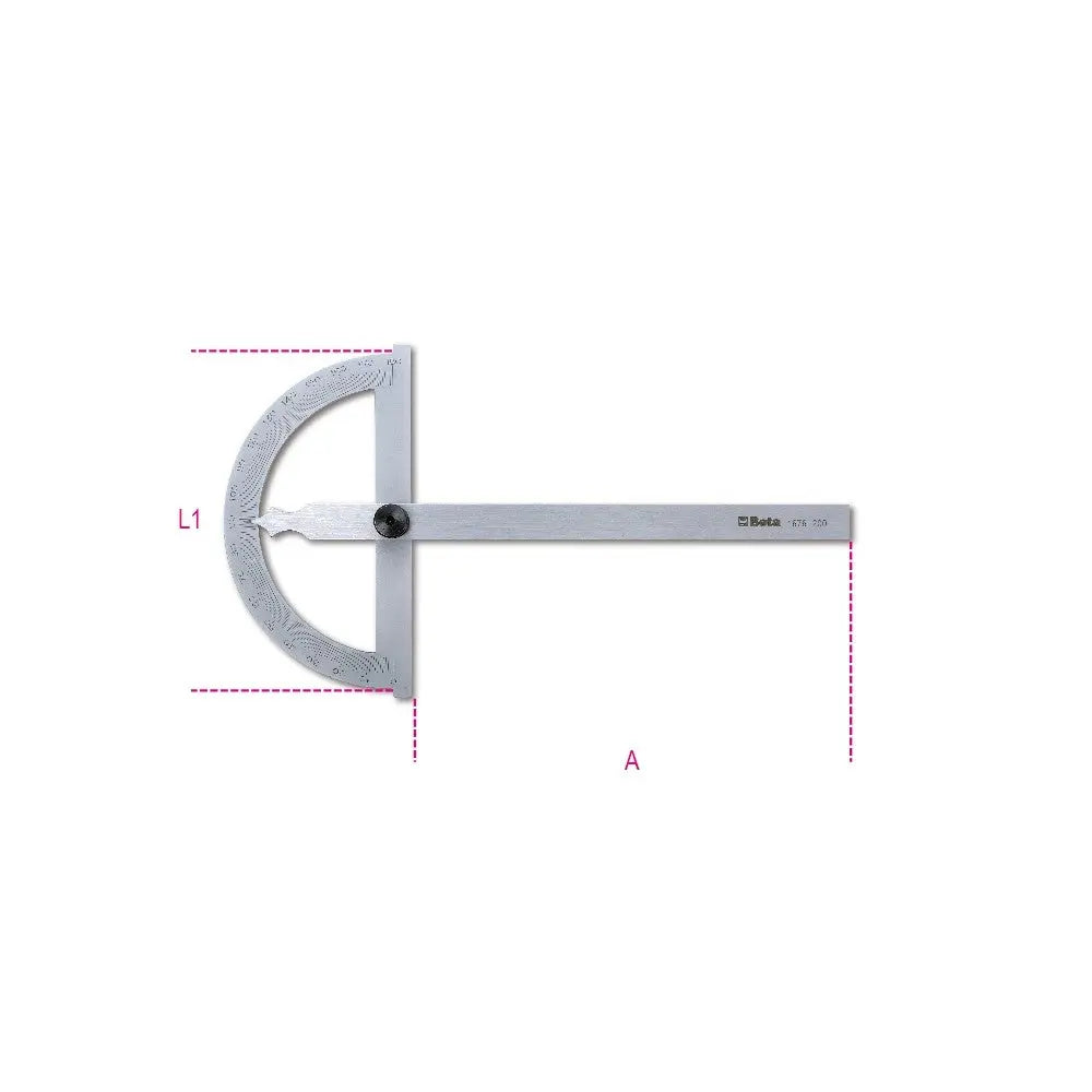 Beta Tools (Article# 1676 200) Protractor Made from INOX Stainless Steel - BT 16760020 Beta Tools