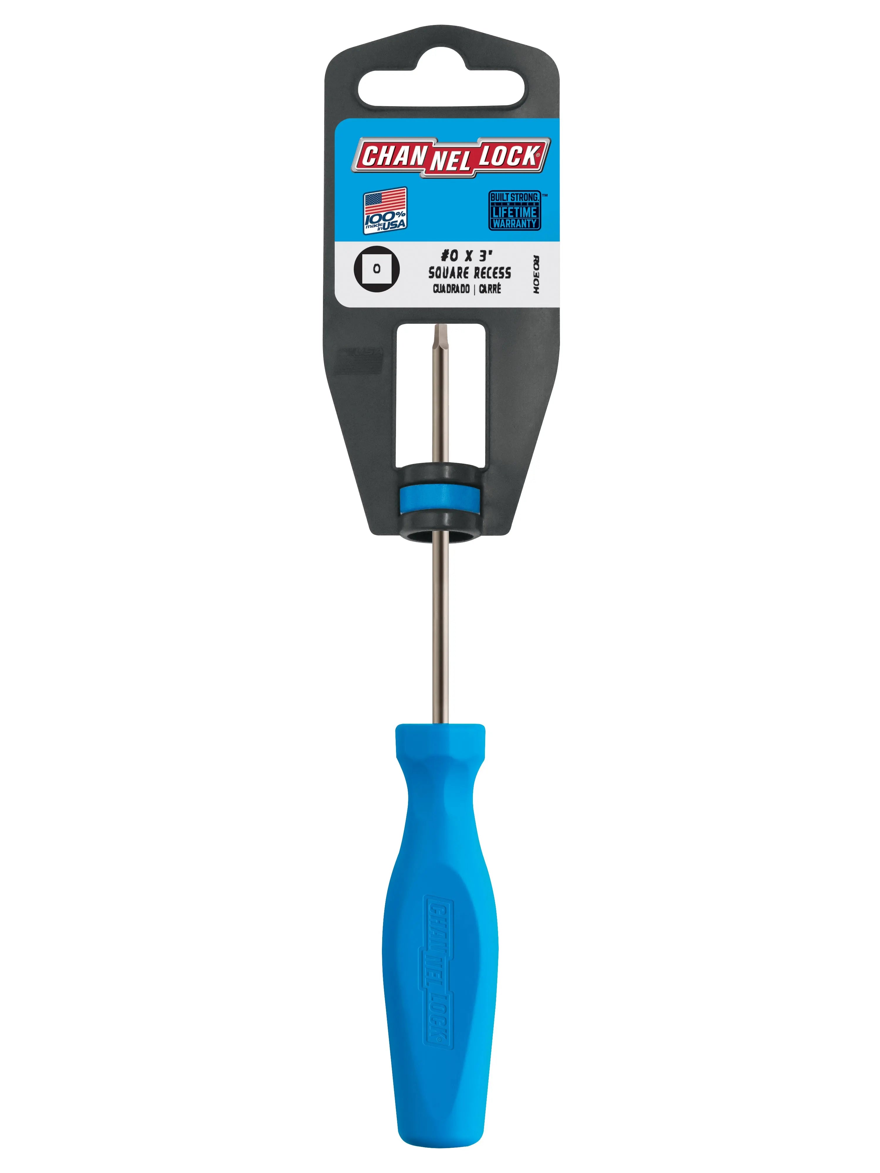 Channellock Square Recess Professional Screwdriver, SQ0 x 3 in - CL R030H Channellock