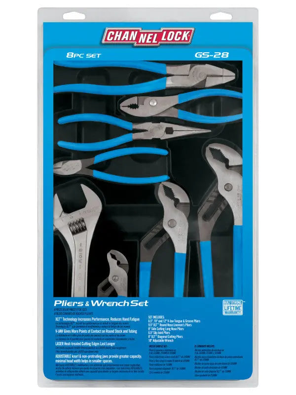 Channellock Set of 8 Pliers, Wrench, V-Jaw - CL GS-28 Channellock