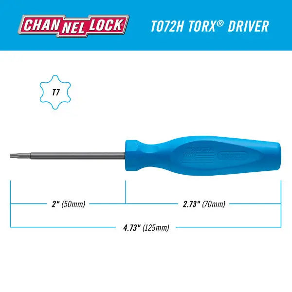 Channellock Professional Torx Screwdriver, T7 x 2 in - CL T072H Channellock