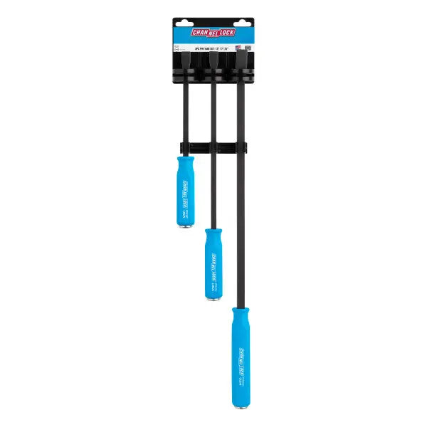 Channellock Set of 3 Curved Strike Cap Professional Pry Bars, 12, 17, 25 in - CL PRY-3C Channellock