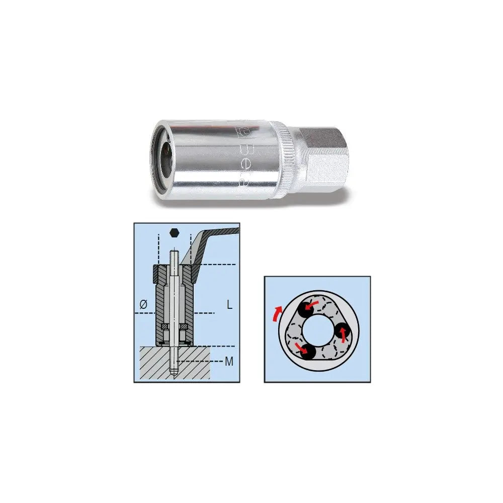 Beta Tools (Article# 1433 6) Roller Stud Extractors with 1/2 in Square Drive 6mm - BT 14330006 Beta Tools
