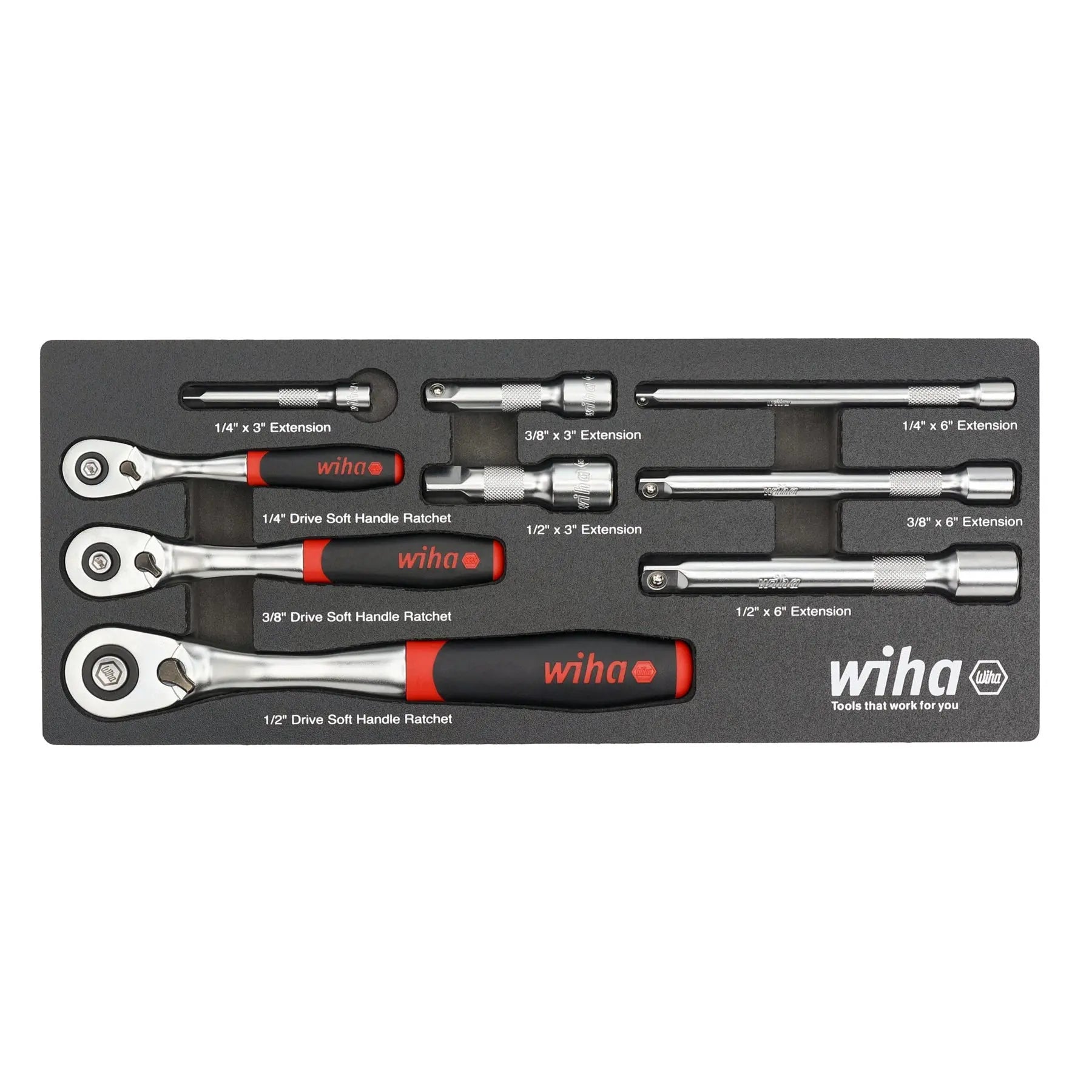 Wiha Set of 9 SoftFinish Ratchets with Tray - WI 33388 Wiha