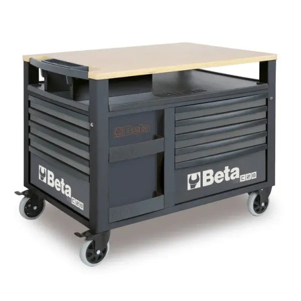 Beta Tools (Article# RSC28-A) Super Tank Rolling Tool Cabinet with Wood Worktop and 10 Drawers - Anthracite - BT 28003007 Beta Tools