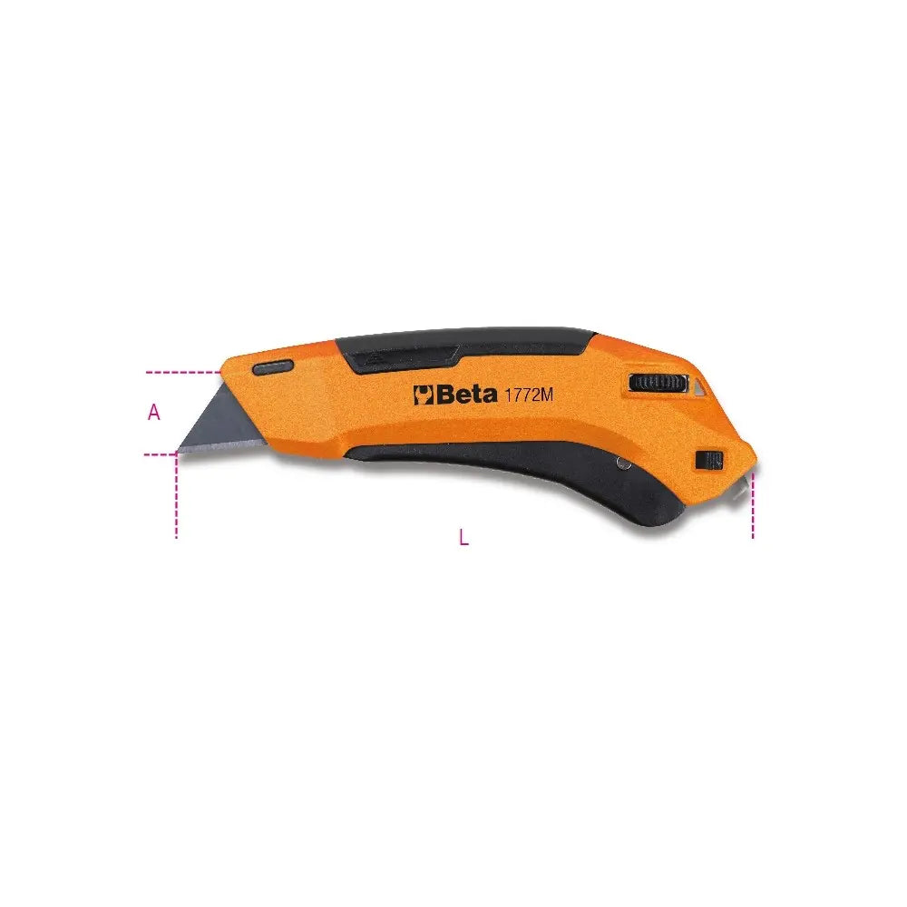 Beta Tools (Article# 1772M) Safety Utility Knife with 3 Retractable Blades - BT 17720040 Beta Tools