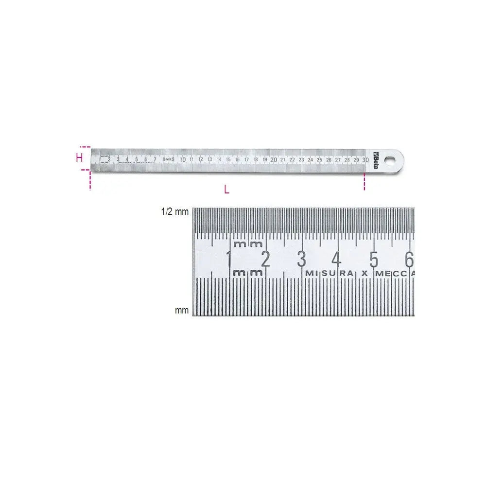 Beta Tools (Article# 1683 500) Semi-Rigid Graduated Rules, INOX Stainless Steel, OAL 500mm - BT 16830050 Beta Tools