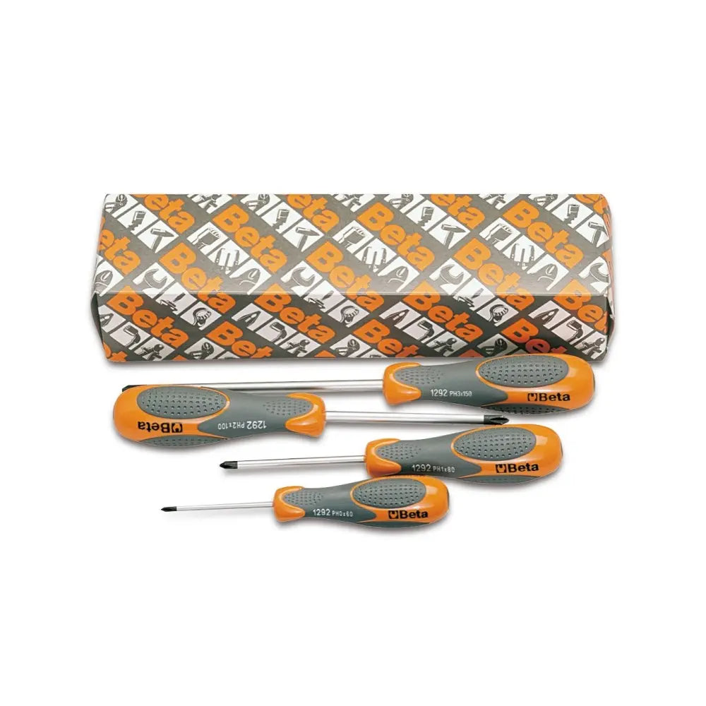 Beta Tools (Article# 1292/S4) Set of 4 Screwdrivers for Cross Head Phillips Screws - BT 12920304 Beta Tools
