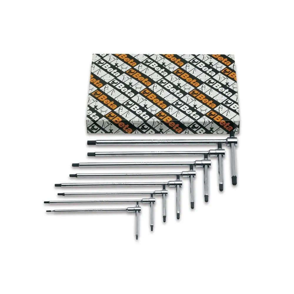 Beta Tools (Article# 951/S6) Set of 6 Sliding T-Handle Wrenches, 3 Hex Male Ends, Chrome-Plated - BT 9510687 Beta Tools