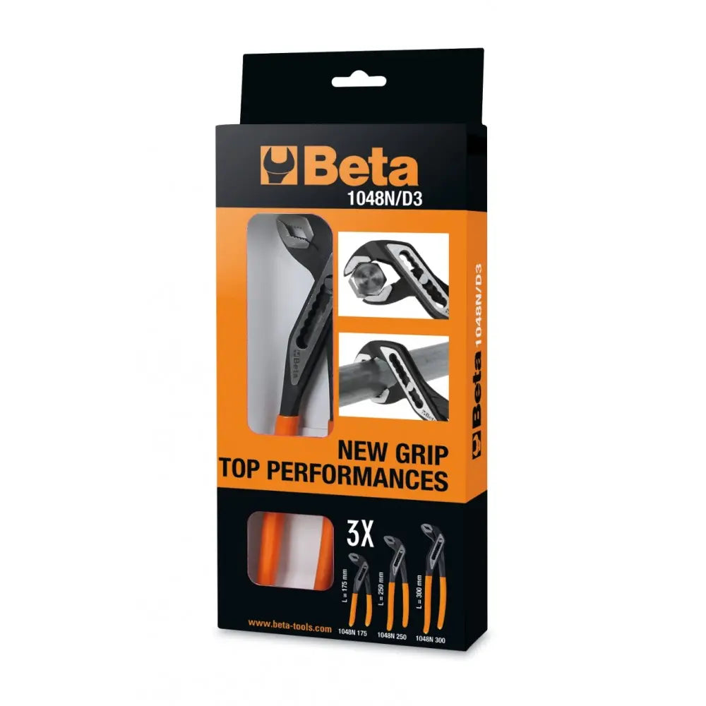 Beta Tools (Article# 1048N/D3) Set of 3 Slip Joint Pliers - 175, 250, 300mm - BT 10480923 Beta Tools