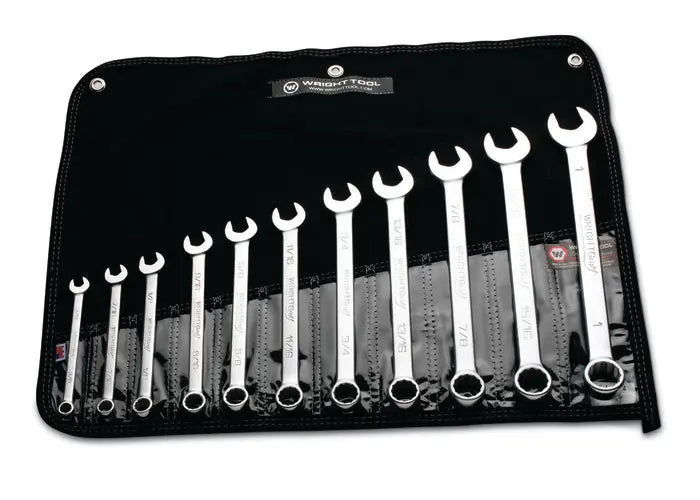 Wright Tool Set of 11 12-Point SAE Satin Combination Wrench, 3/8 to 1 in - WT 711 Wrench Set Wright Tool