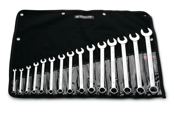 Wright Tool Set of 15 12-Point SAE Satin Combination Wrench, 5/16 to 1-1/4 in - WT 715 Wrench Set Wright Tool